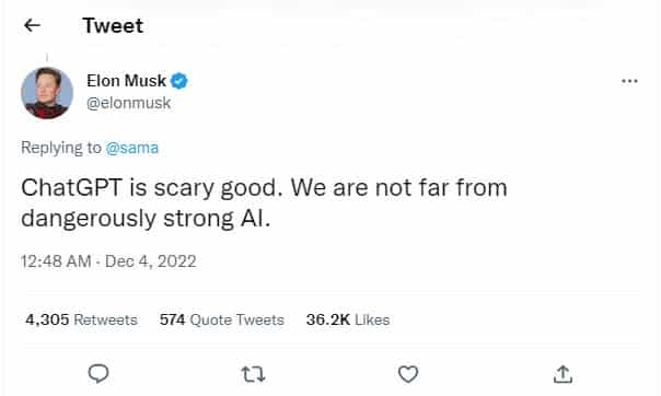 elon musk tweet on chat gpt